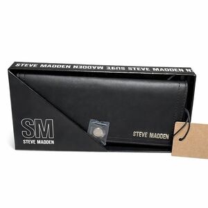 Steve Madden Black Leather Bifold Wallet with Logo